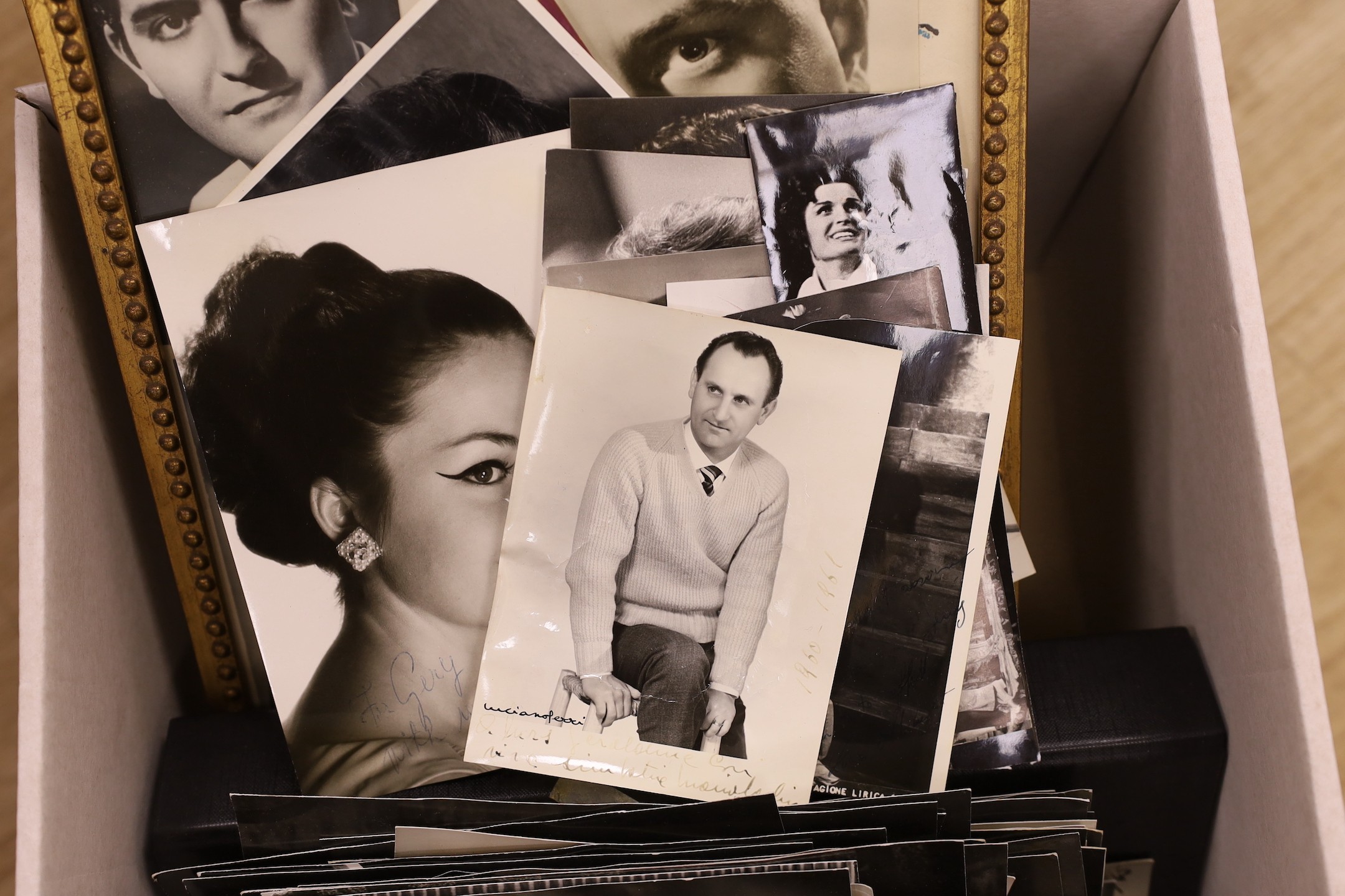 A collection of approximately 130 monochrome photographs, Glyndebourne opera singers, mid 20th century, majority with signed dedications.